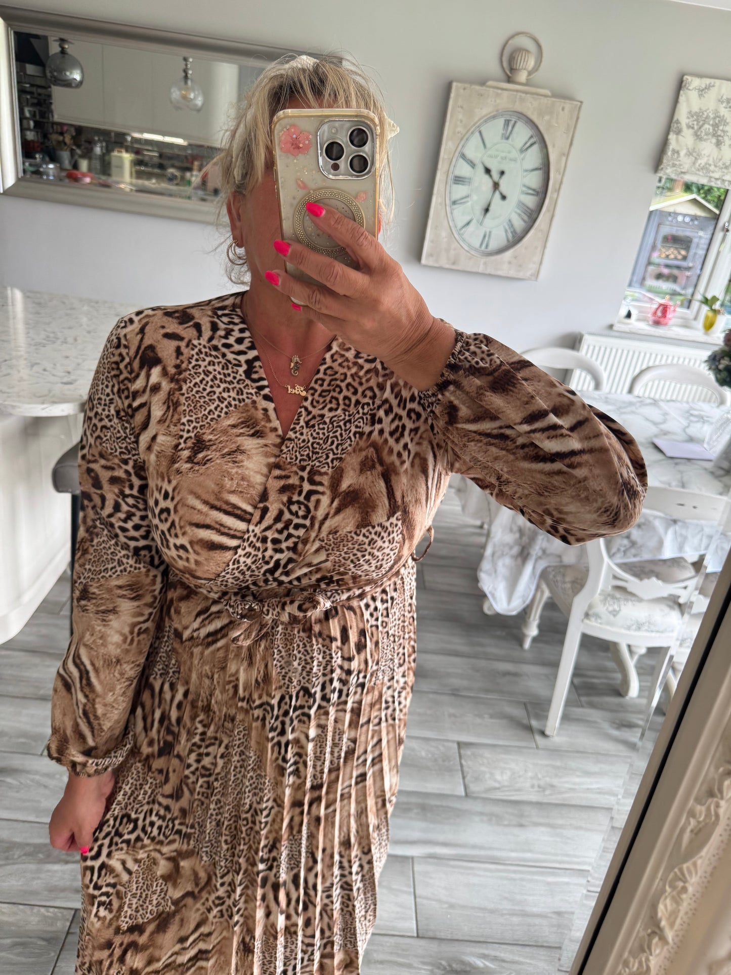 Charlotte wrap dress with plisse skirt
