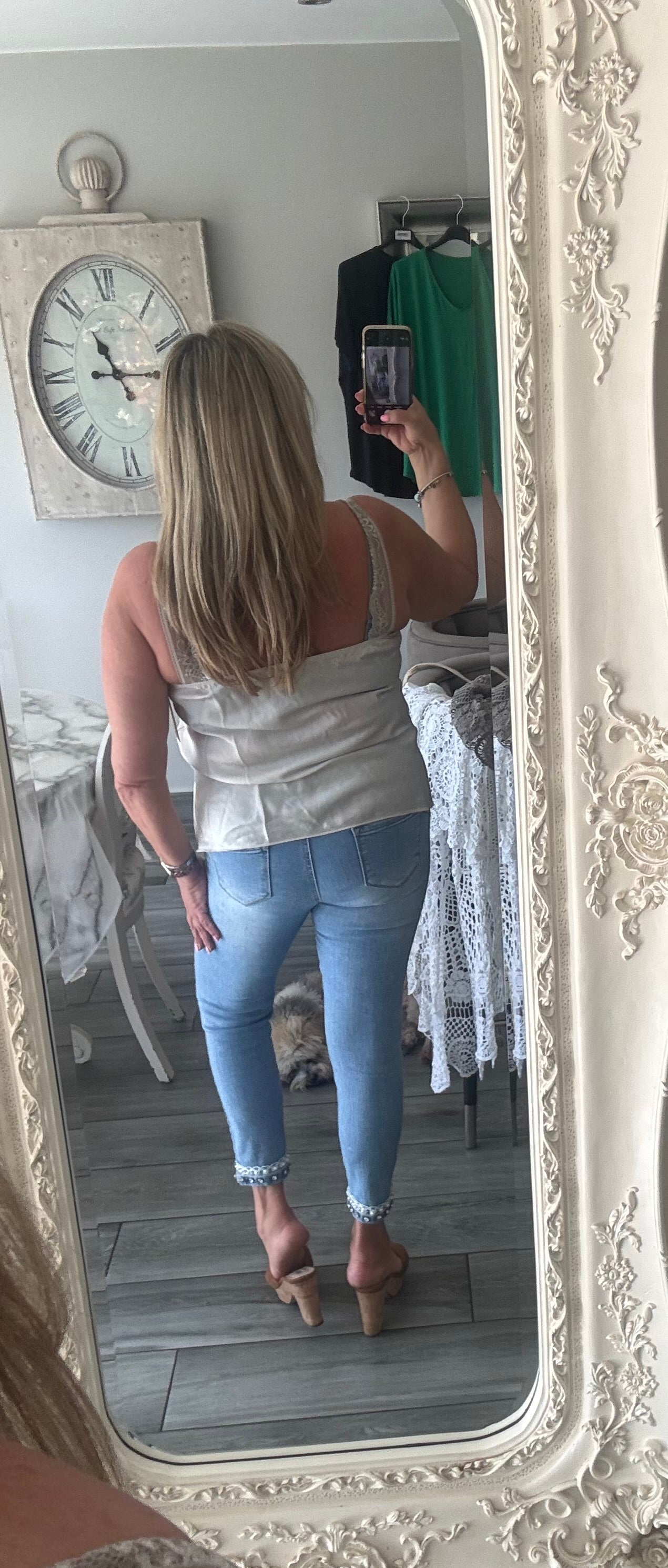 Hallie Satin Lace Trim Vest
