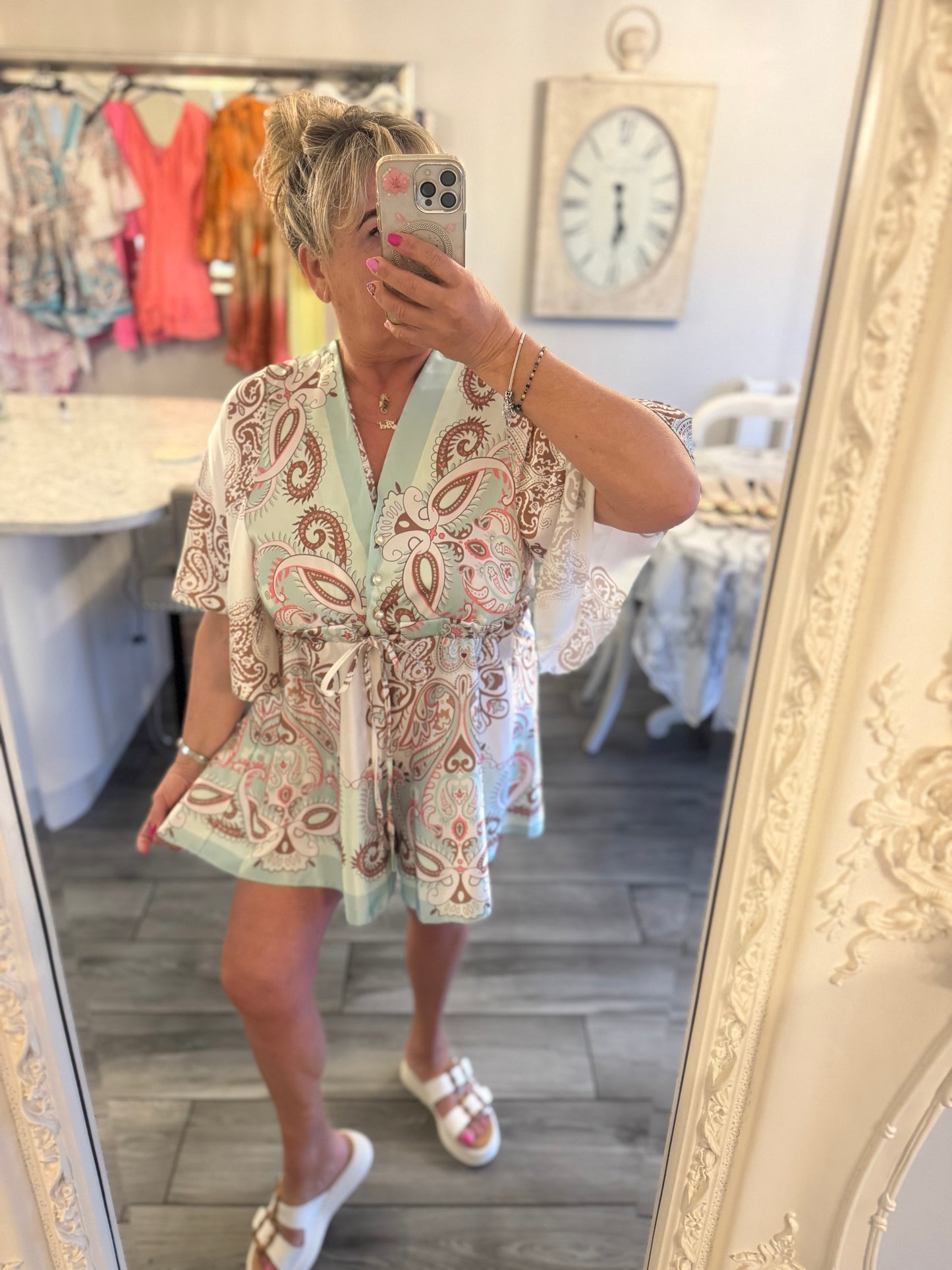 Athens satin playsuit