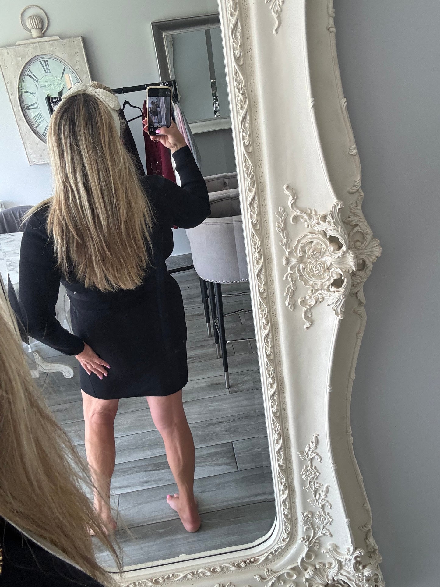 Ella smart short dress gold chanelesque chain detail