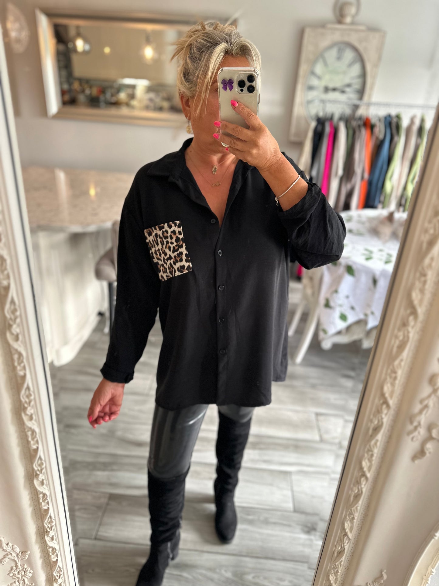 Georgina lightweight Leopard Pocket Shirt