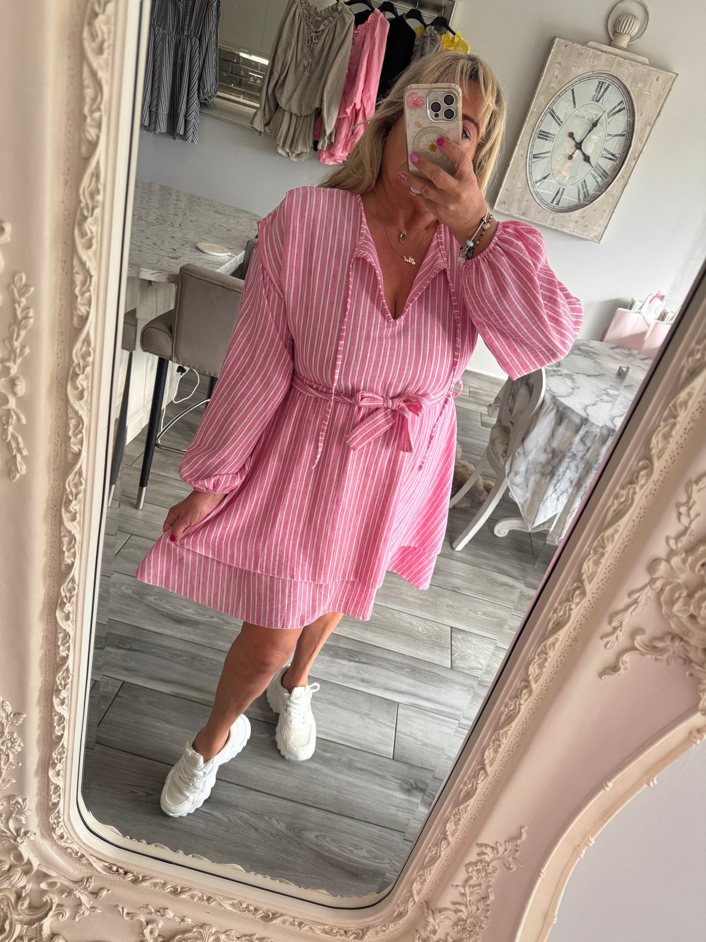 Judith pinstripe long sleeve dress