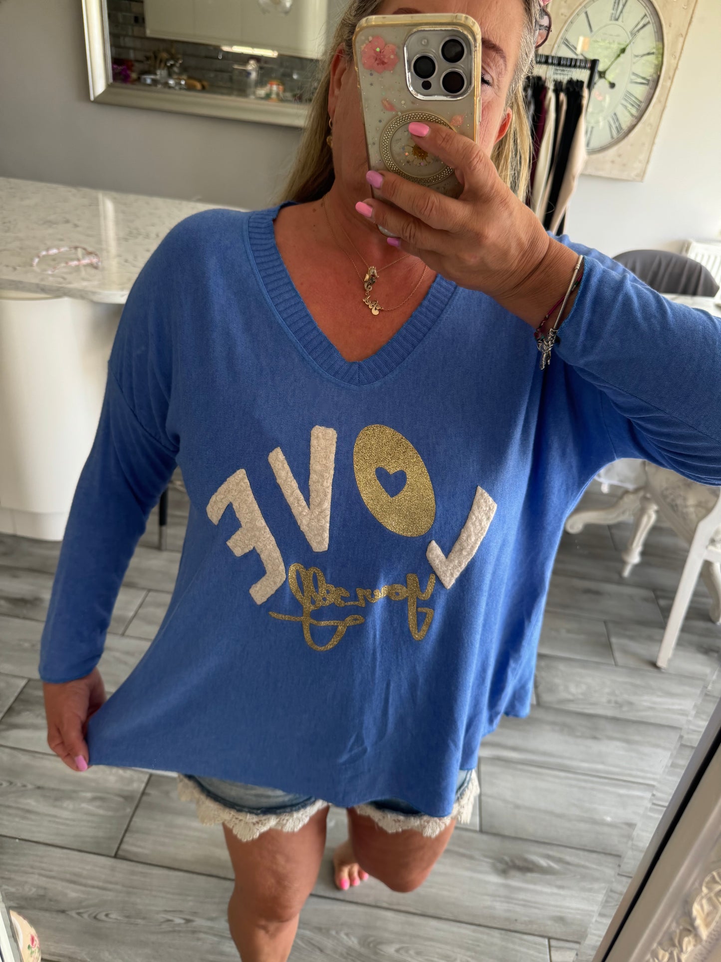 Sharon super soft lightweight jumper/top with slogan love yourself