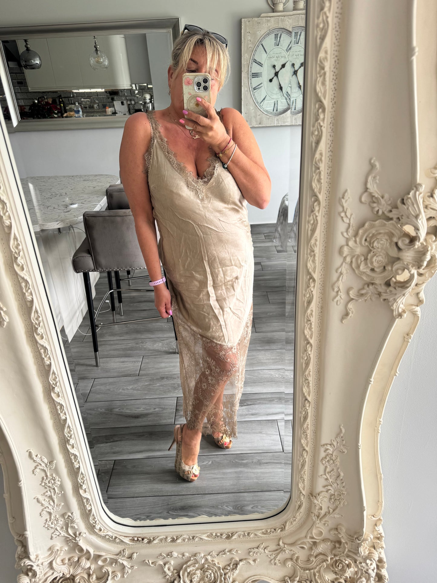 Keely satin lace dress