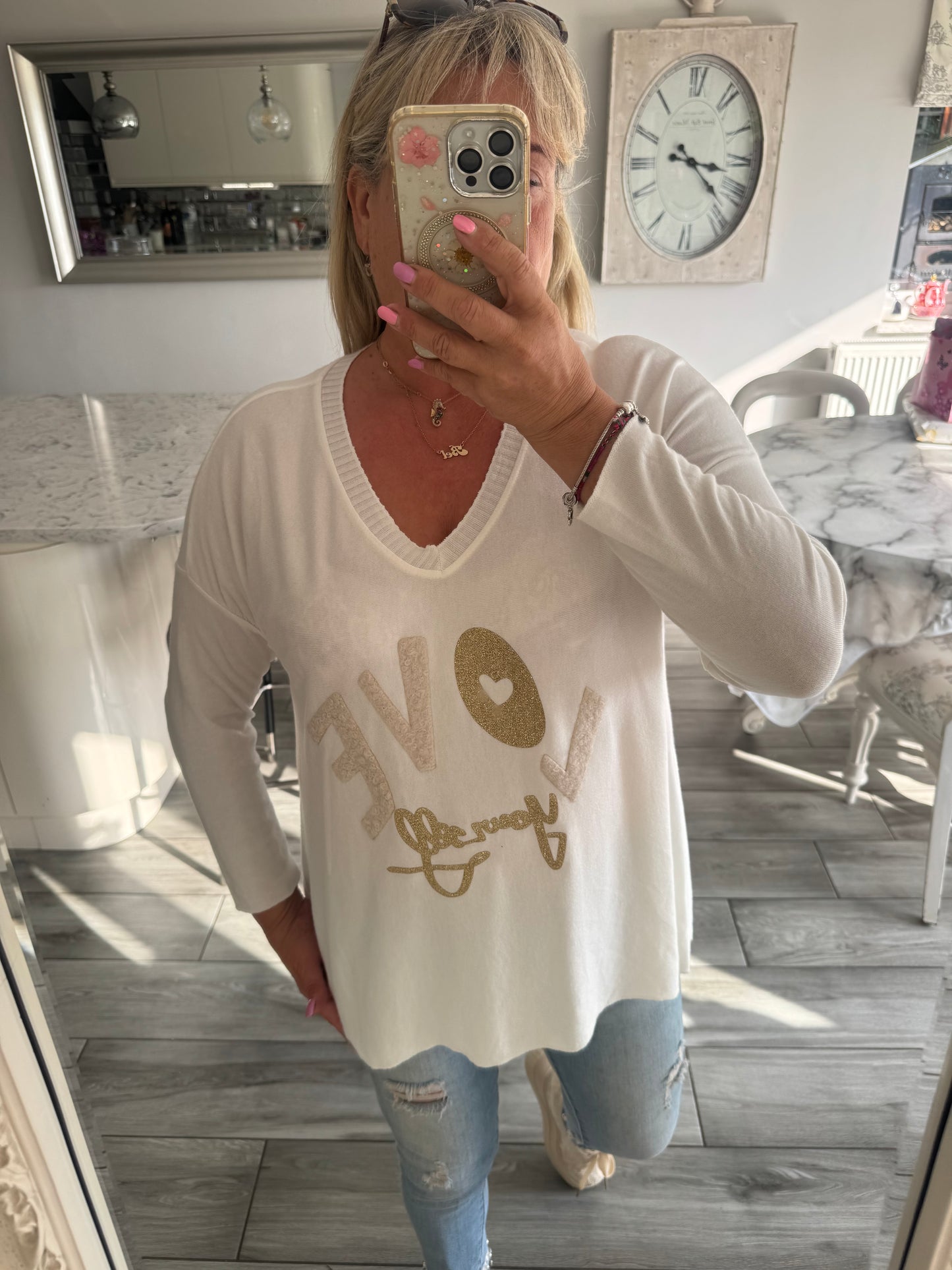 Sharon super soft lightweight jumper/top with slogan love yourself