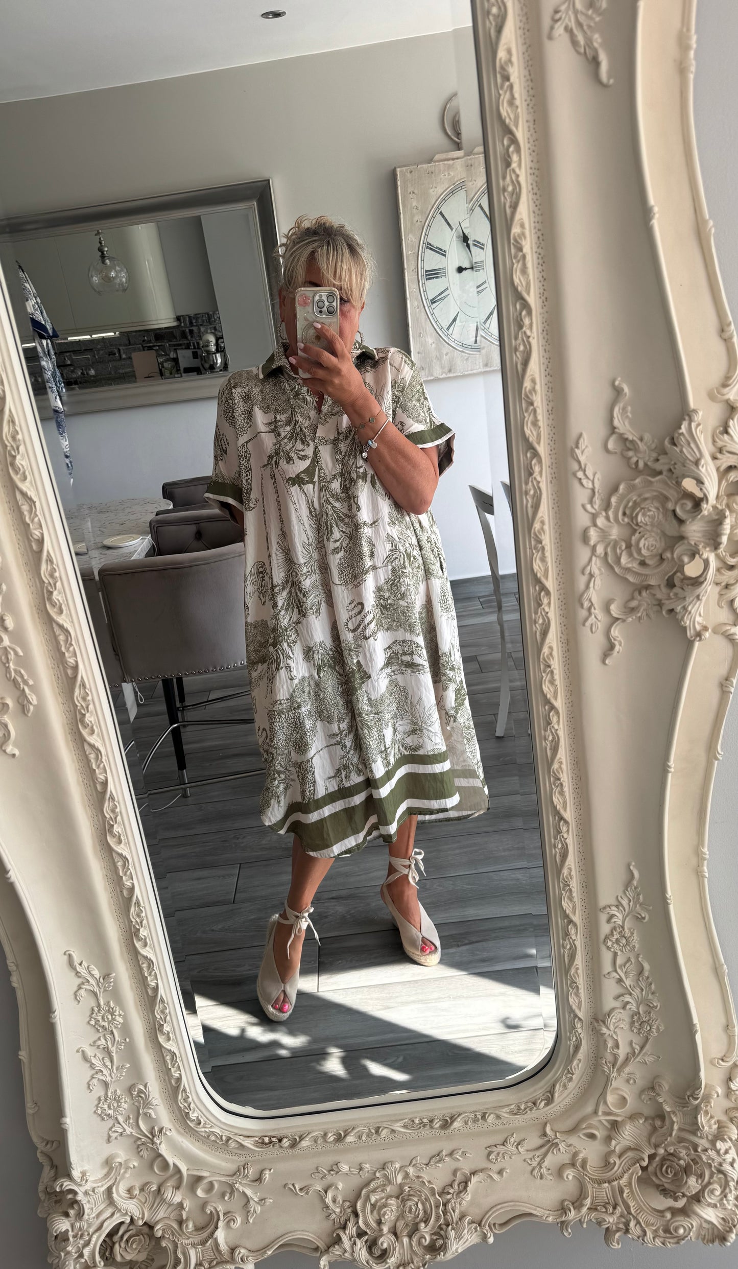 Carina khaki oversize dress with pockets