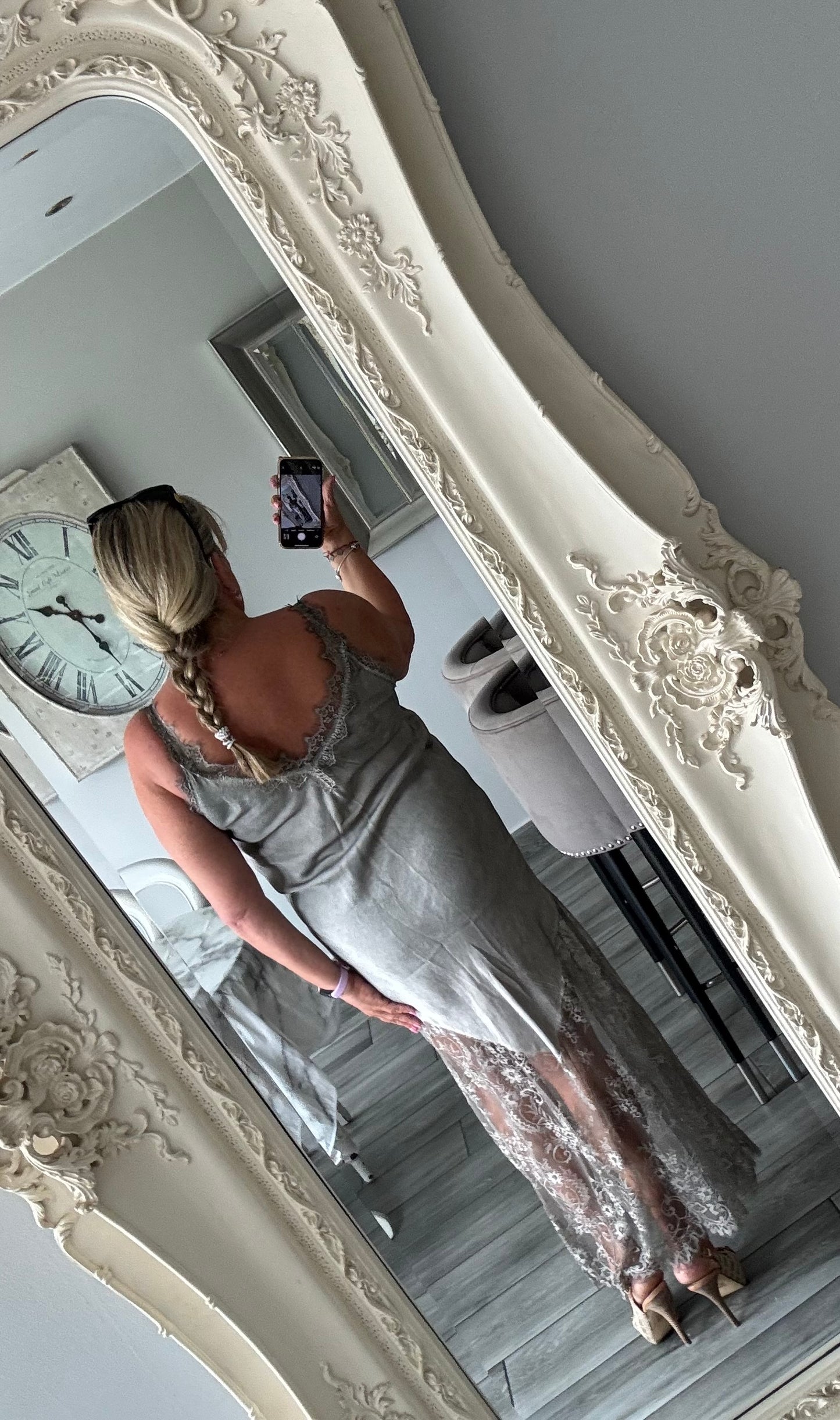 Keely satin lace dress