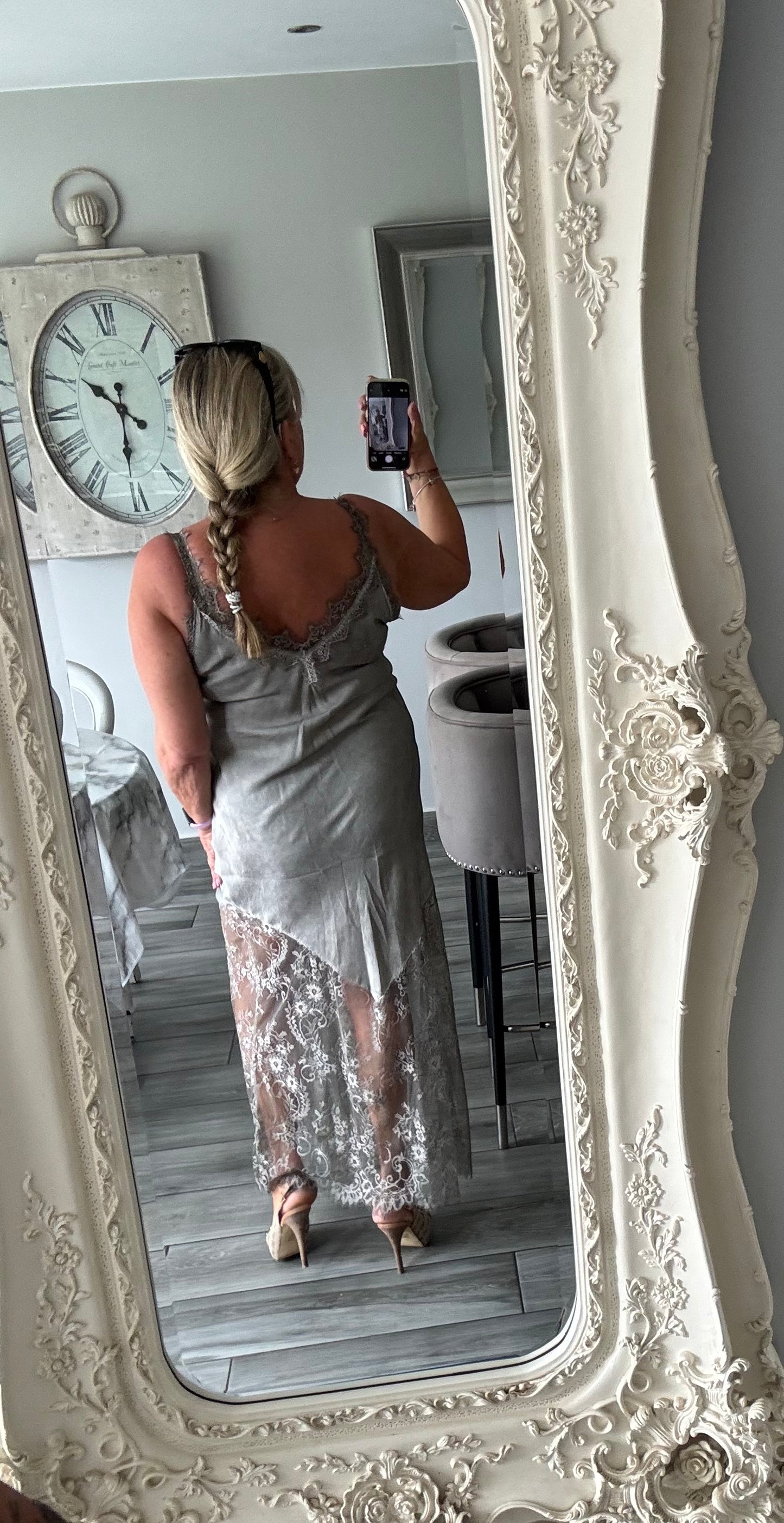 Keely satin lace dress