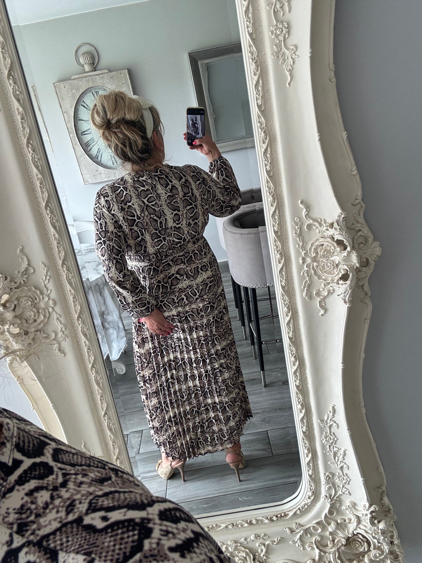 Charlotte wrap dress with plisse skirt