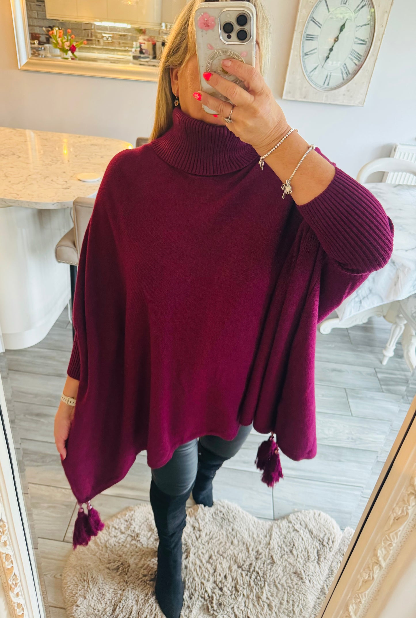 Tia oversized tassel poncho style jumper