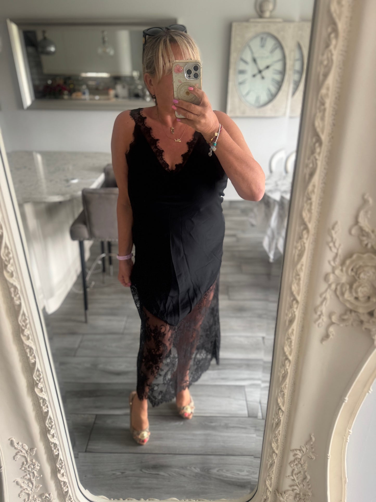 Keely satin lace dress