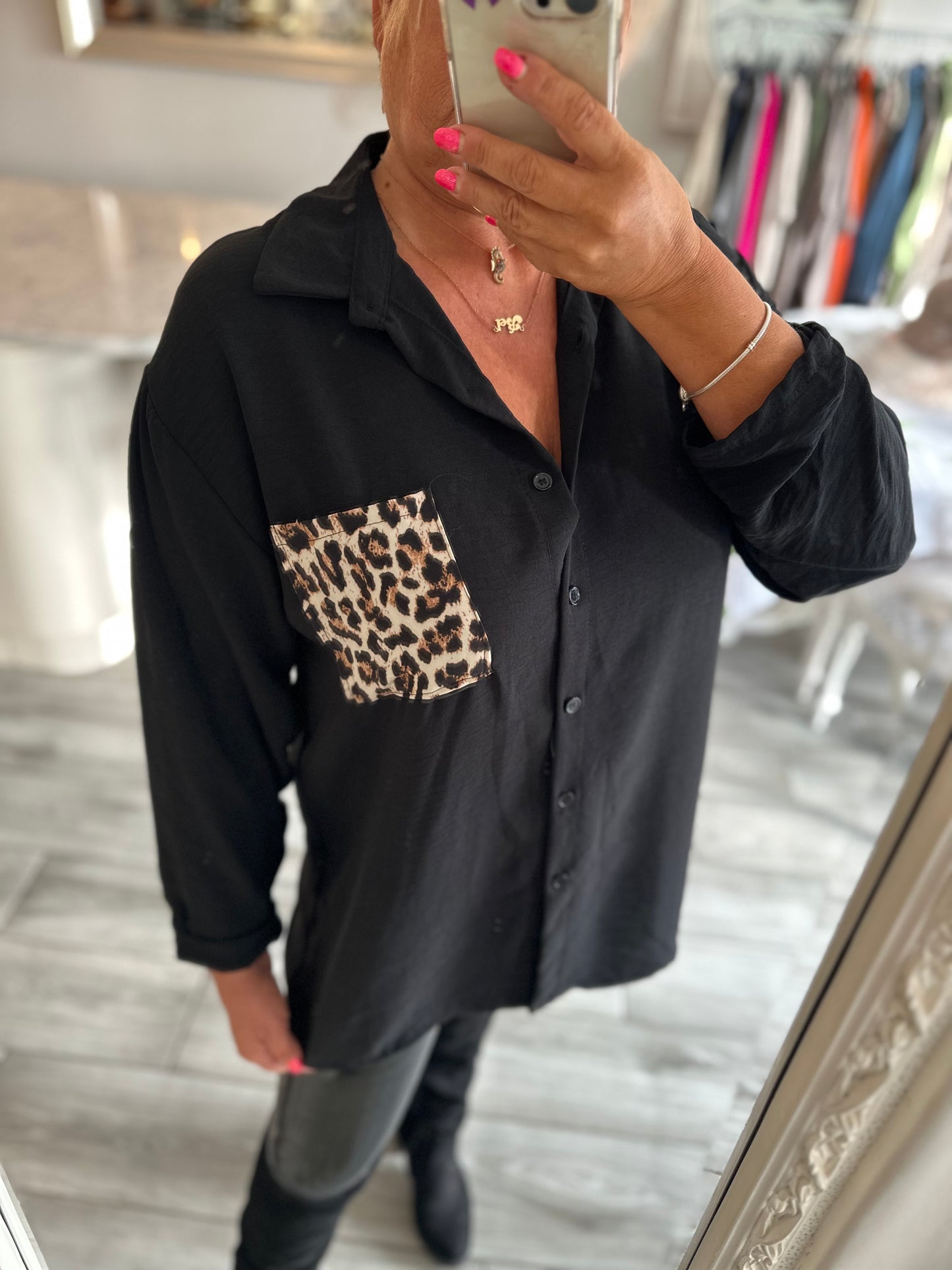 Georgina lightweight Leopard Pocket Shirt