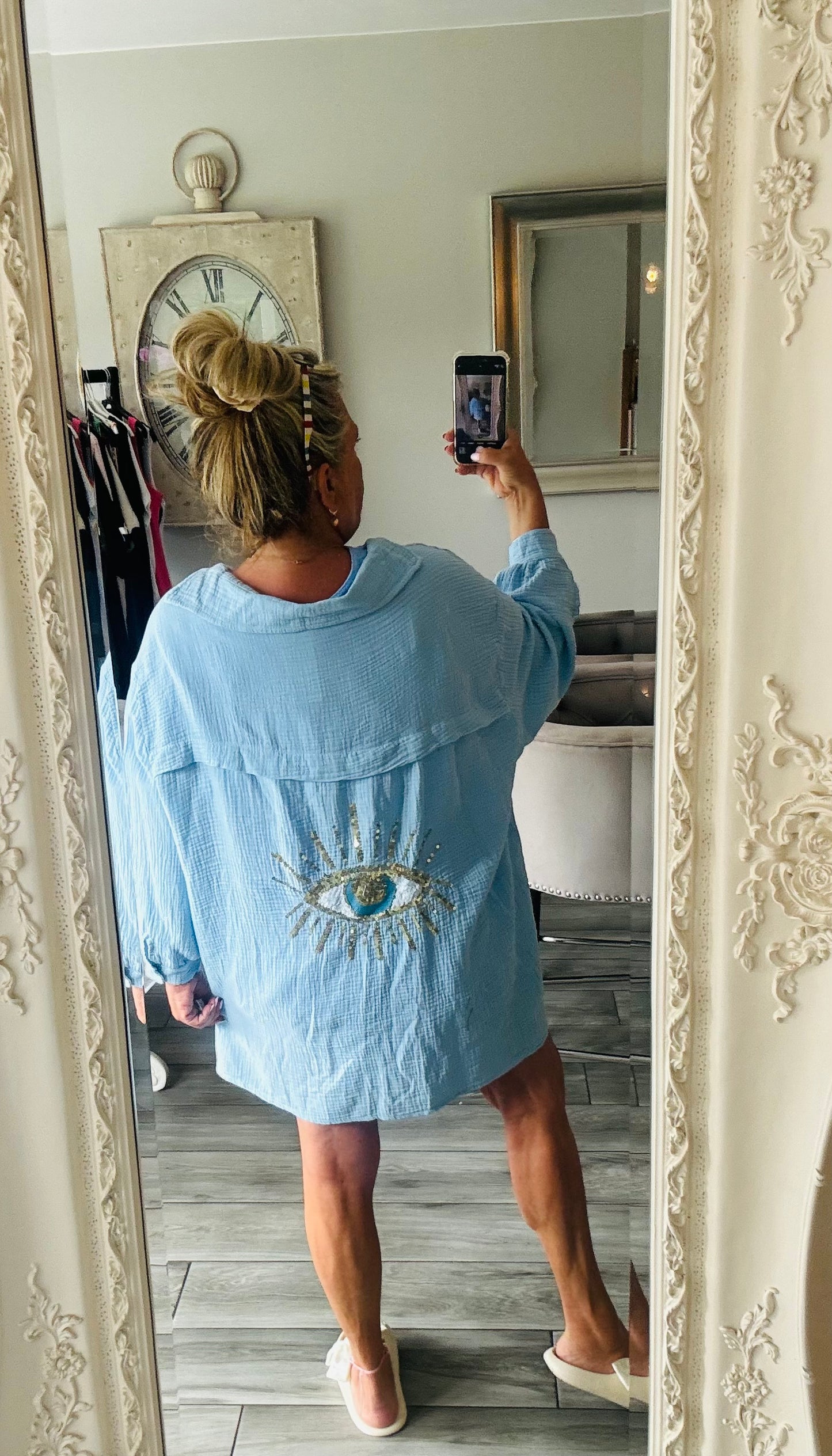 Evil Eye Oversized Cheesecloth Shirt