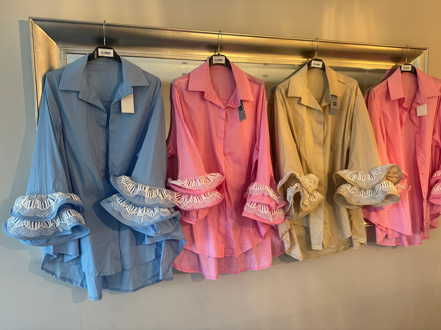 Lolita Big Frill with Lace Trim on sleeve cotton shirt