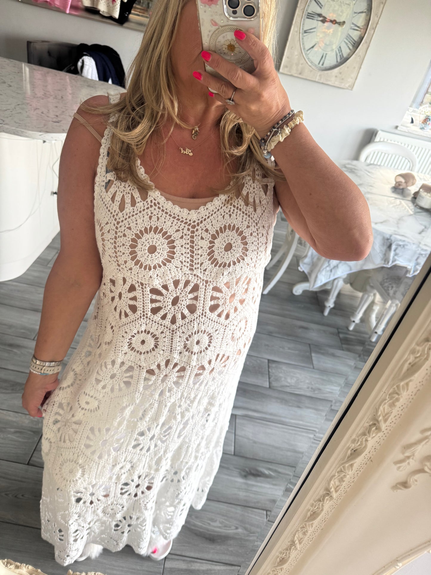 Amanda maxi crochet vest dress