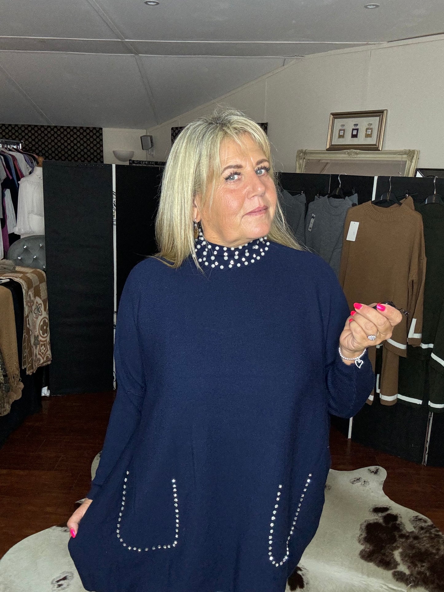 Pearly High Neck Jumper