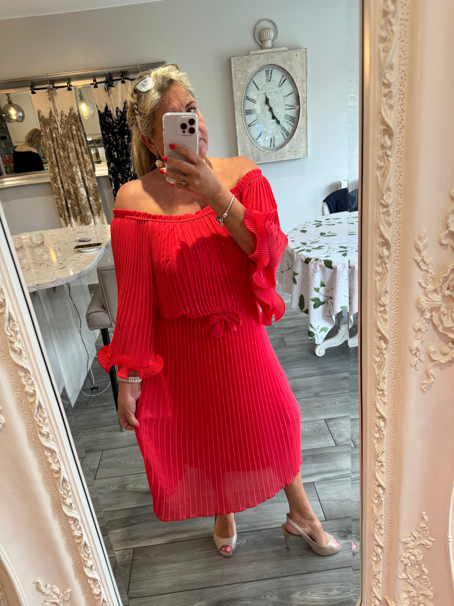 Lucinda Plisse Midi Dress