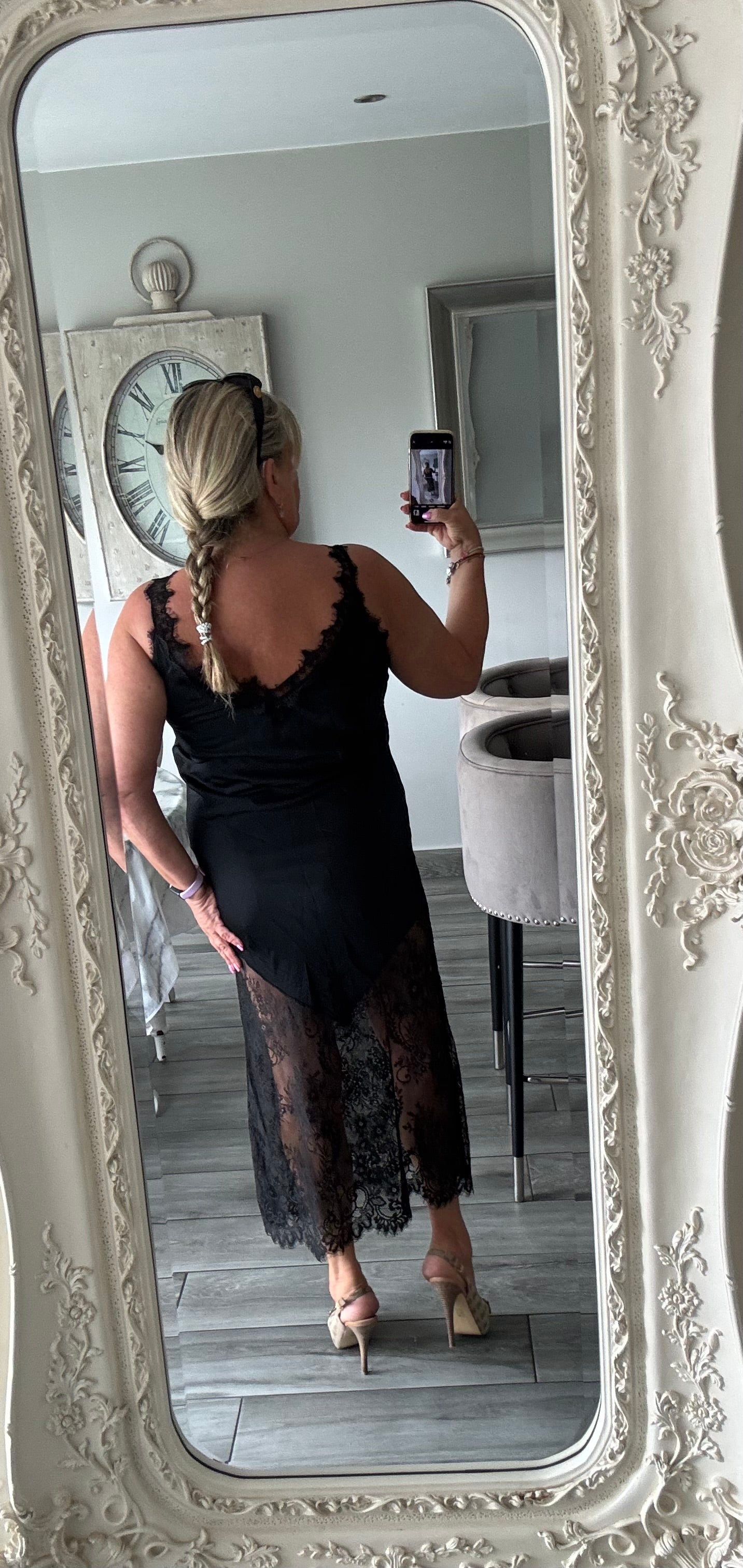 Keely satin lace dress