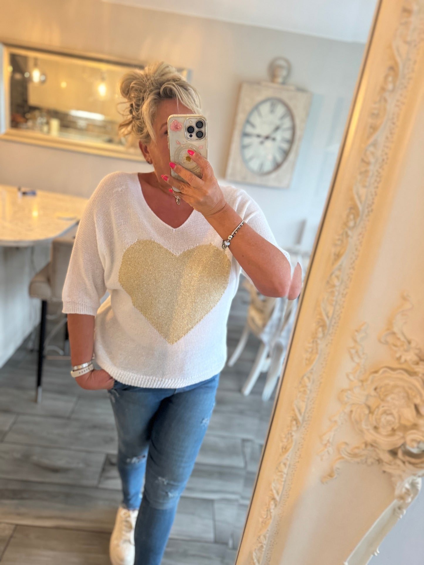 Marilyn lightweight short sleeve heart top