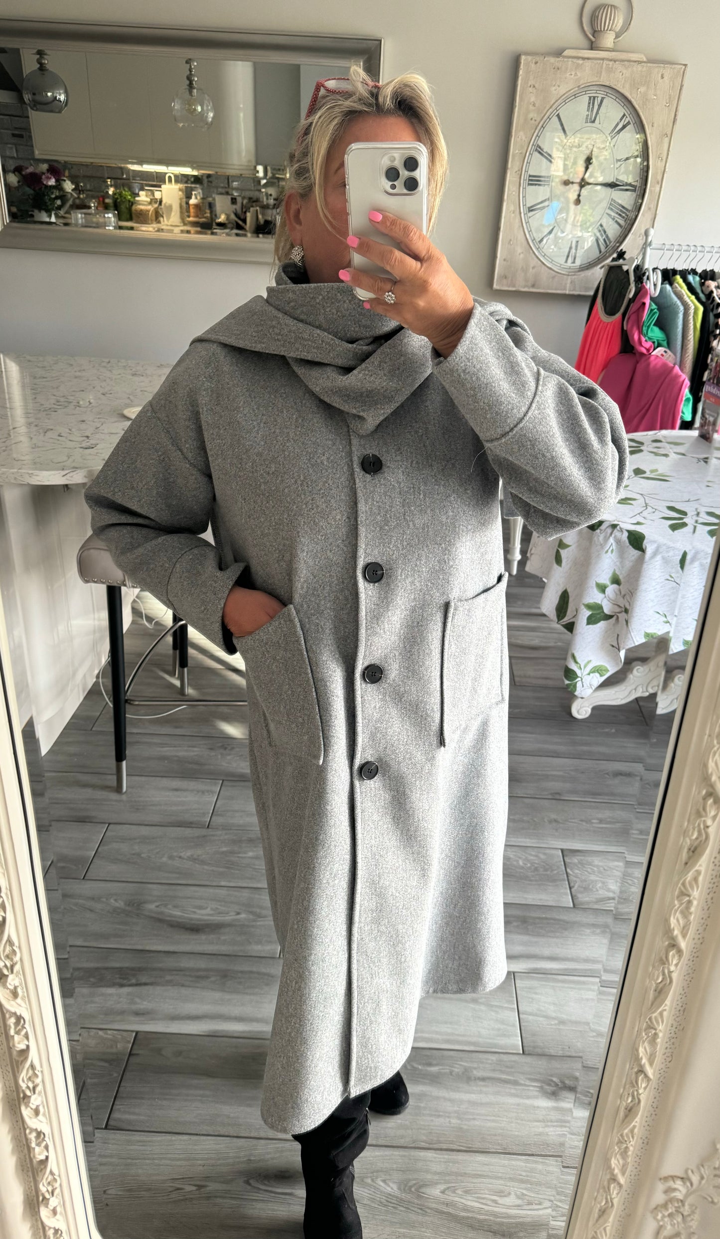 Mary Coat lightweight with attached scarf