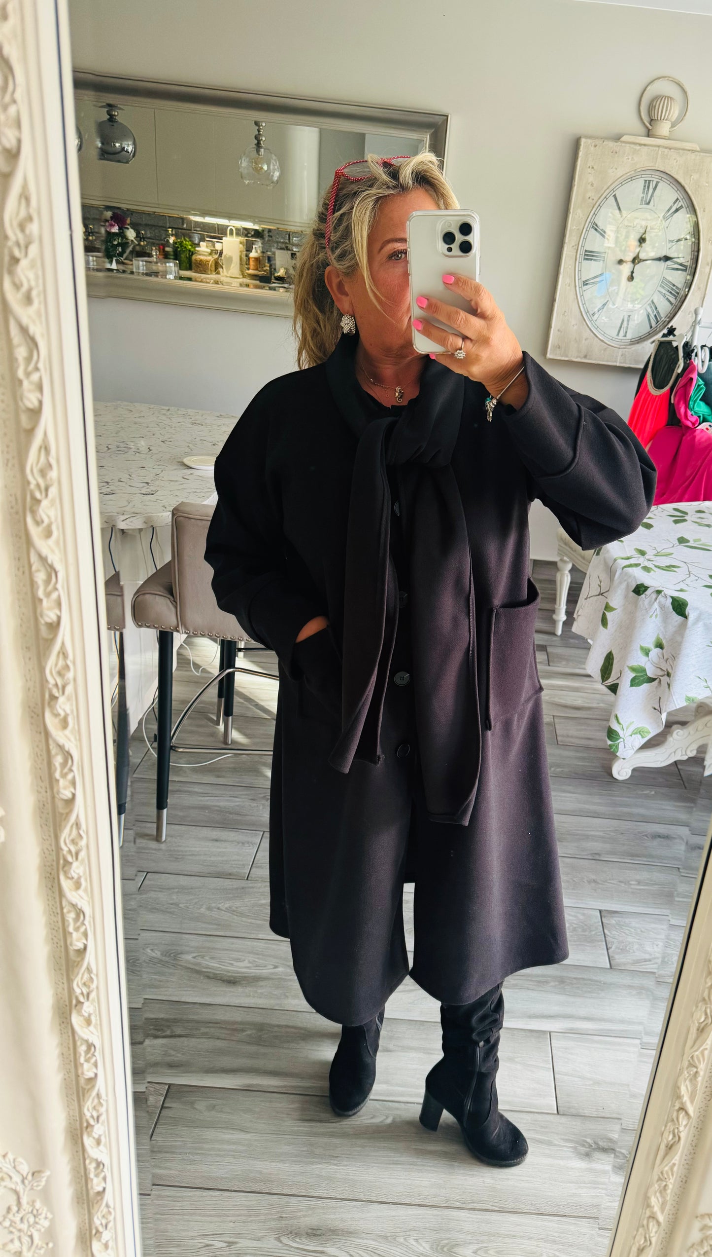 Mary Coat lightweight with attached scarf