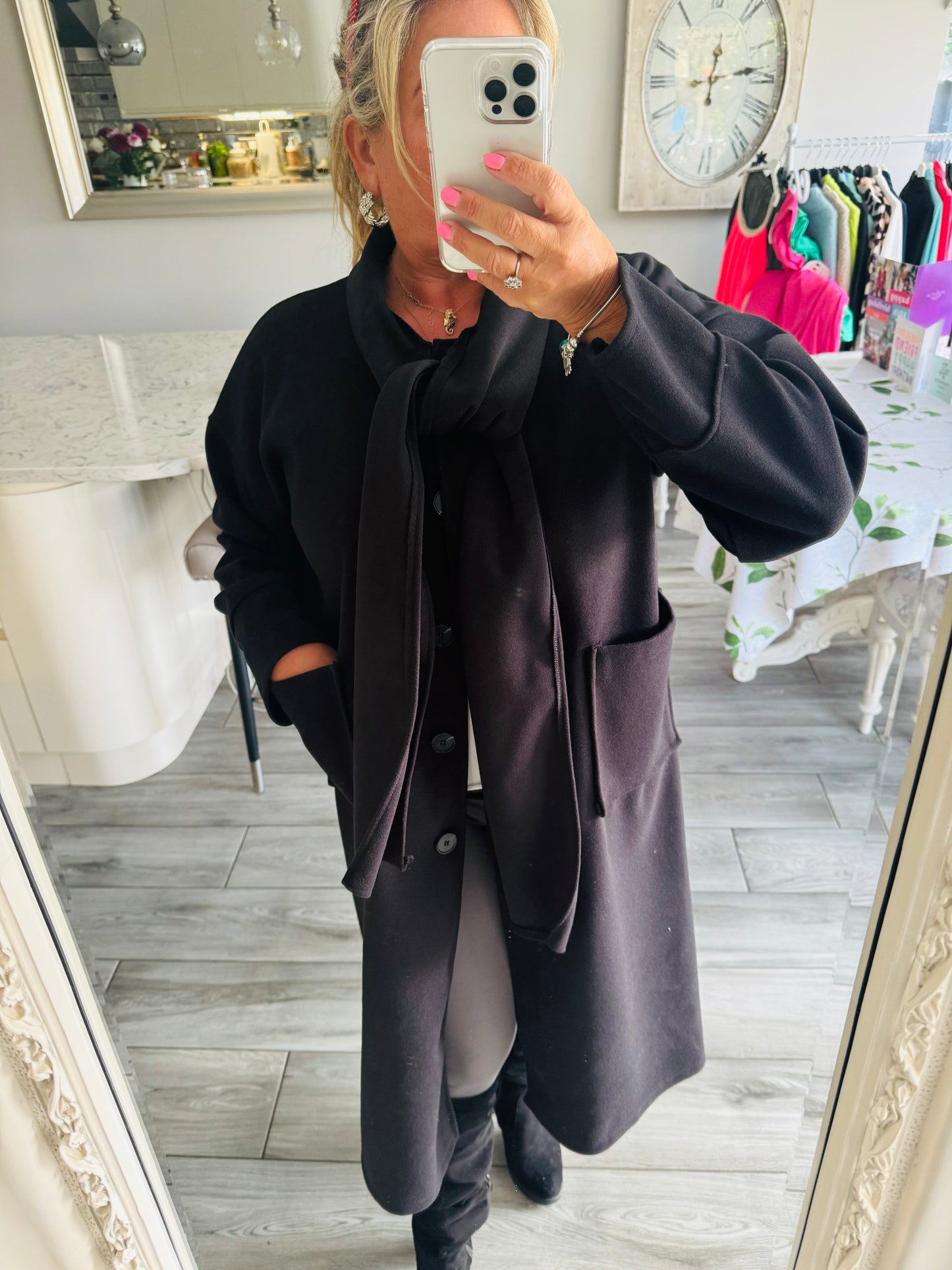 Mary Coat lightweight with attached scarf