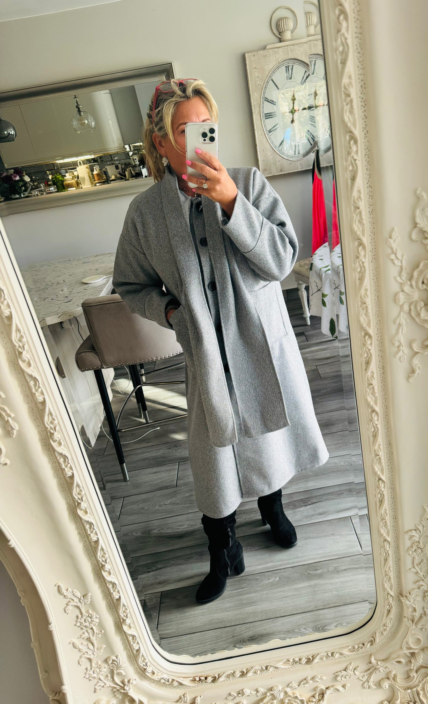 Mary Coat lightweight with attached scarf