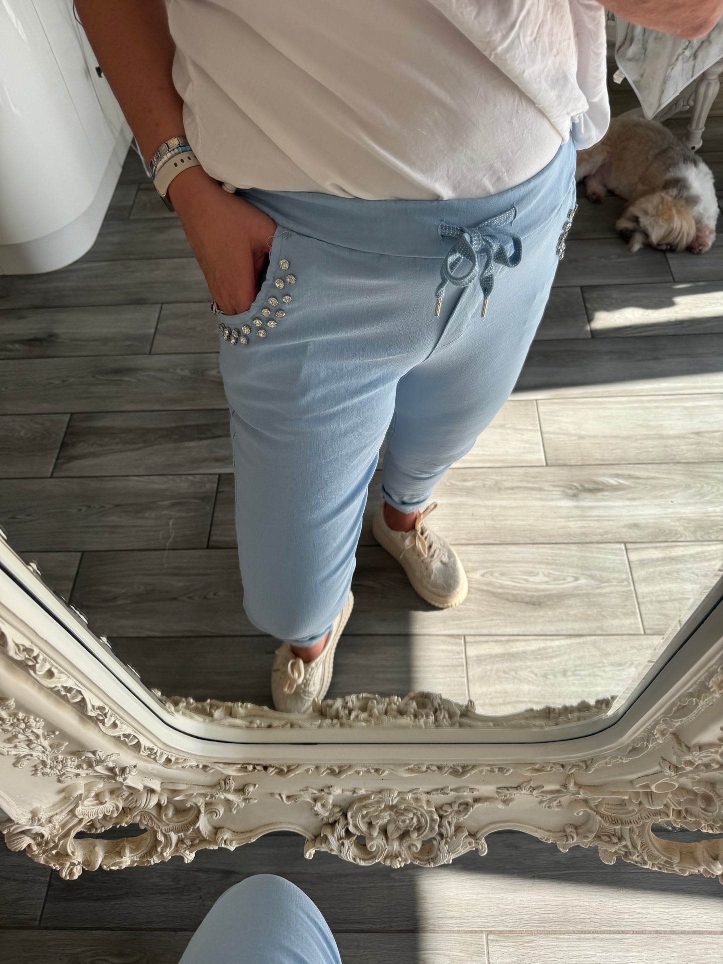 Mira magic trousers with Diamante detail on edge of pockets