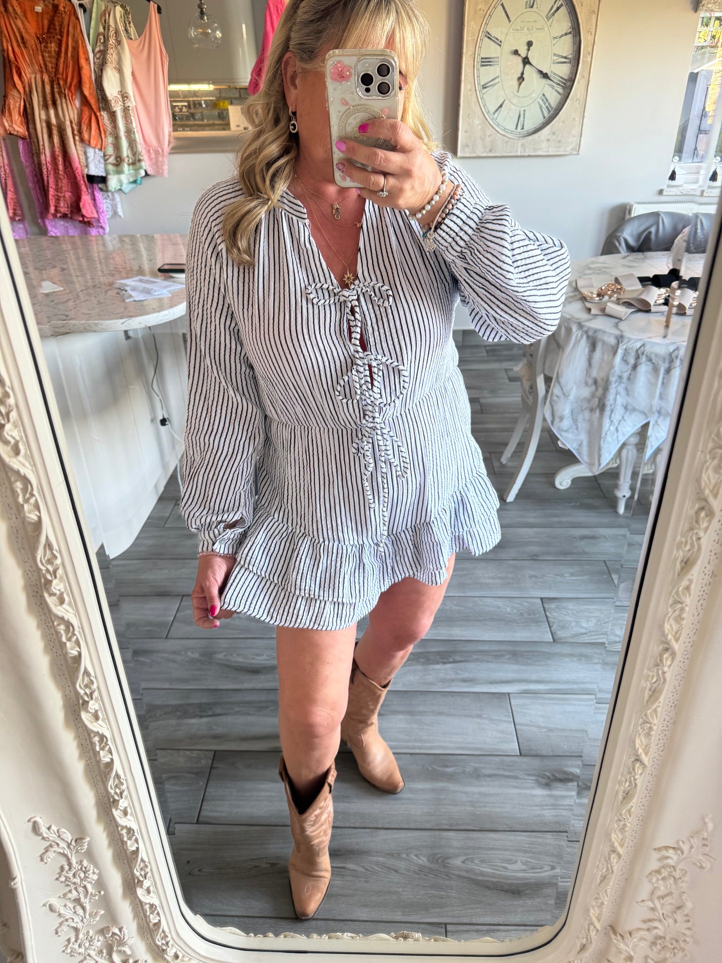 Shelly cheesecloth playsuit pinstripe