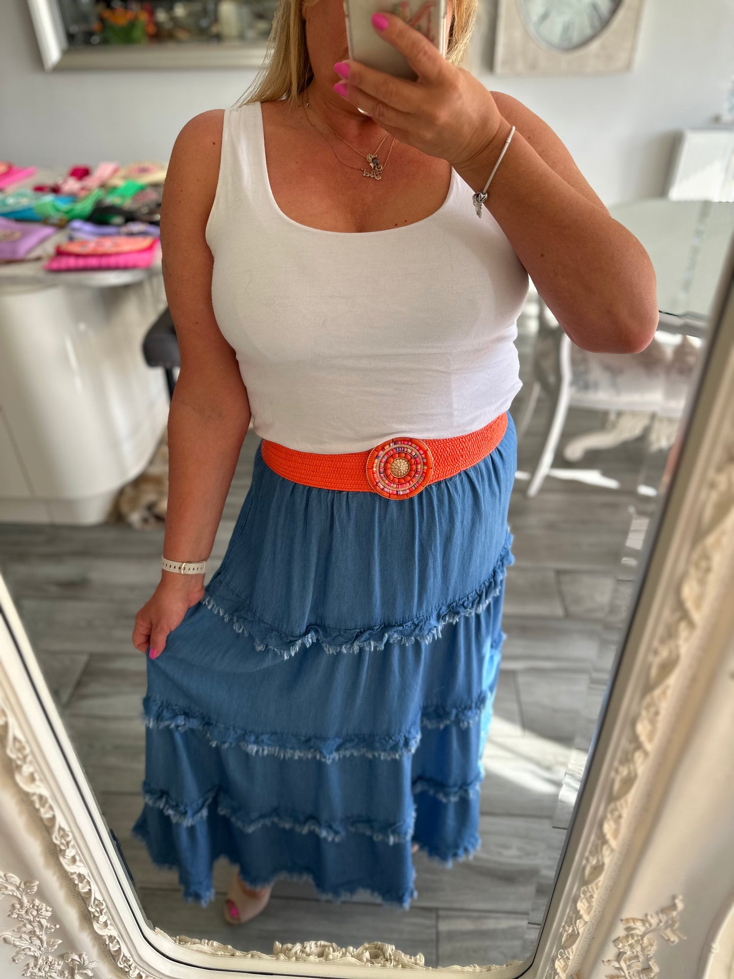 Positano Elasticated Belt Beaded Buckle