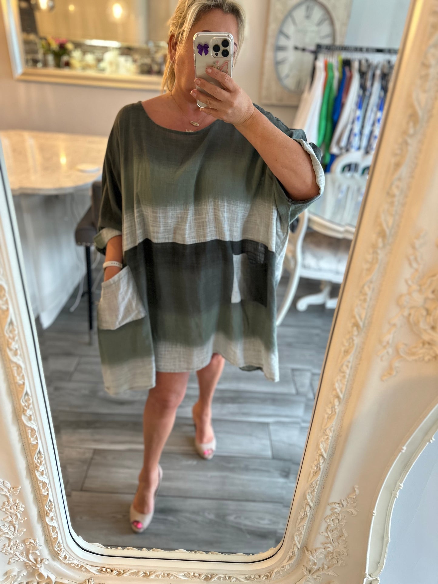 Jan Oversized Ombre Stripe Dress 100%