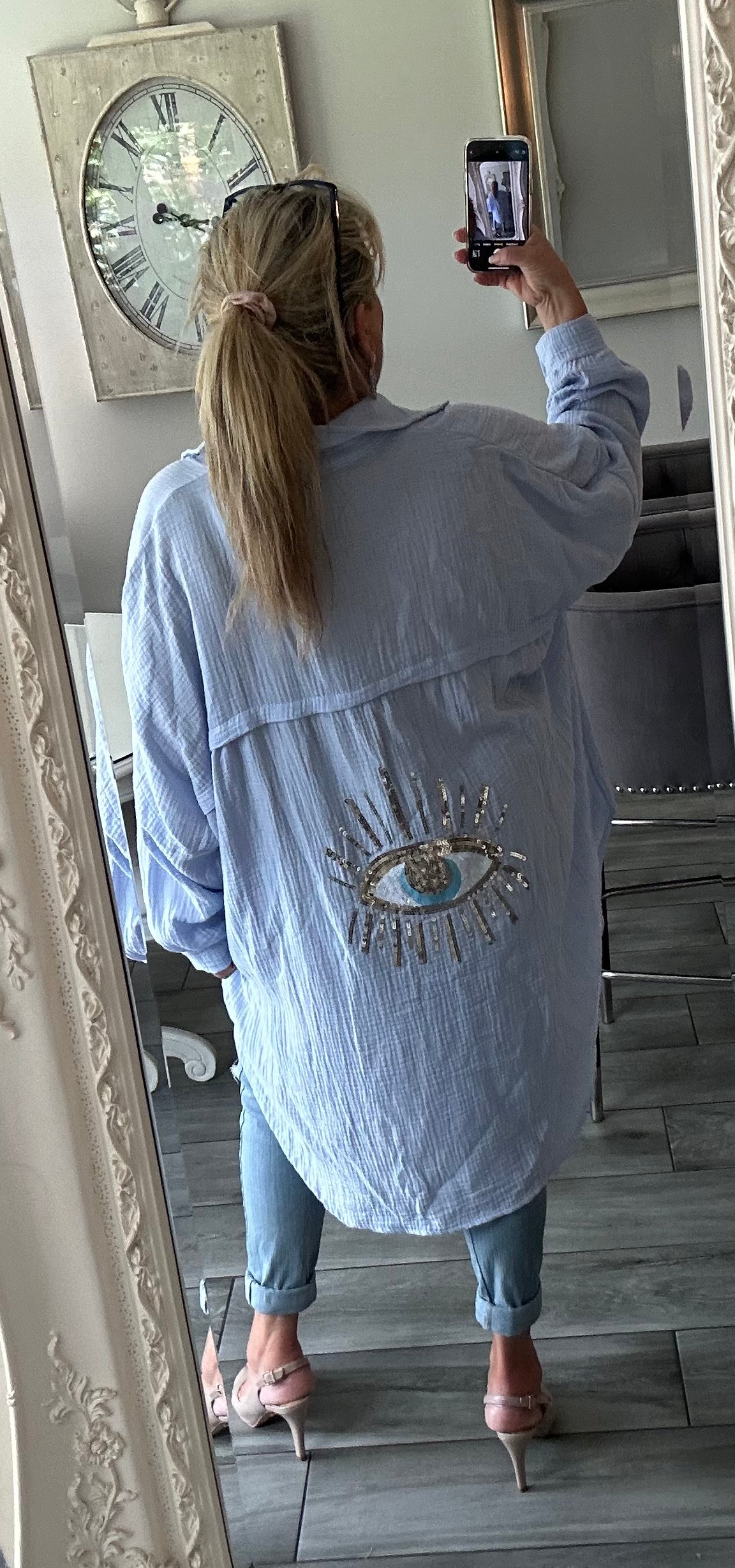 Evil Eye Oversized Cheesecloth Shirt