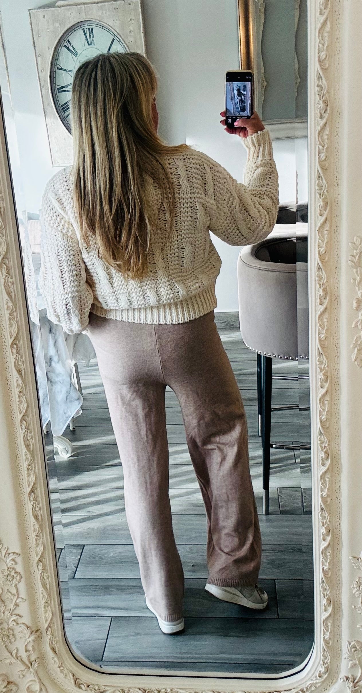 Carol thin knit straight leg trousers