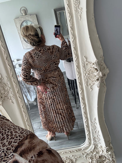 Charlotte wrap dress with plisse skirt