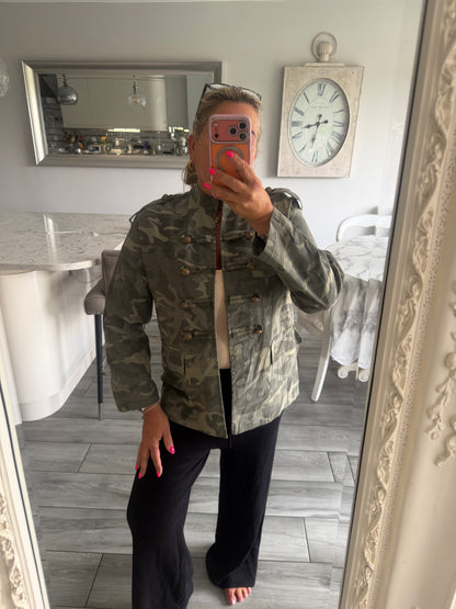 Maggie camo military style open jacket