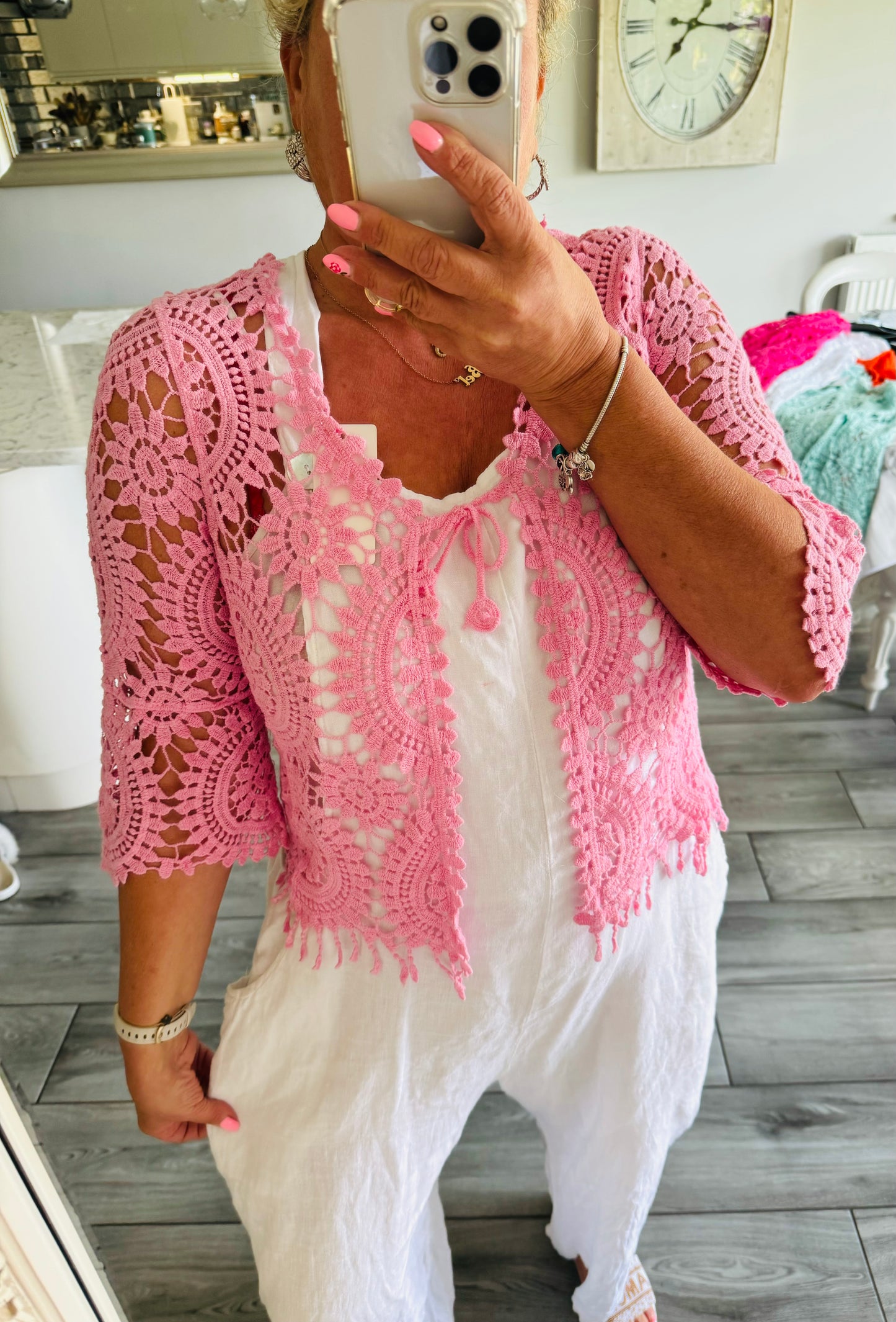 Georgia Crochet Short Open Cardi