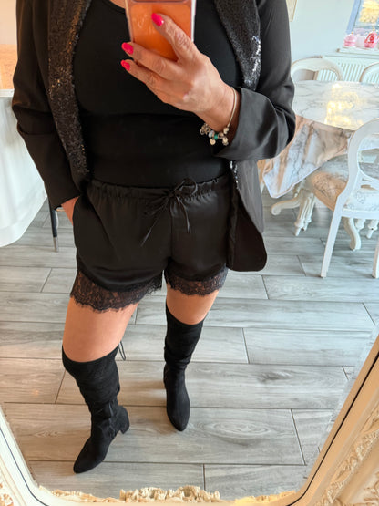 Faye satin lace shorts