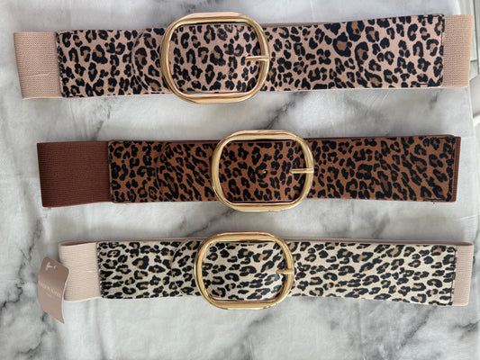 Mirella leopard Elasticated gold buckle belt