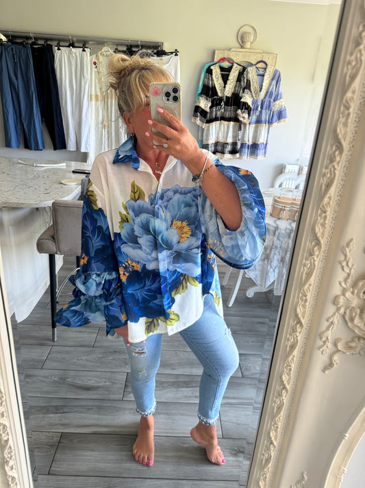 Kirsty frill sleeve oversize shirt