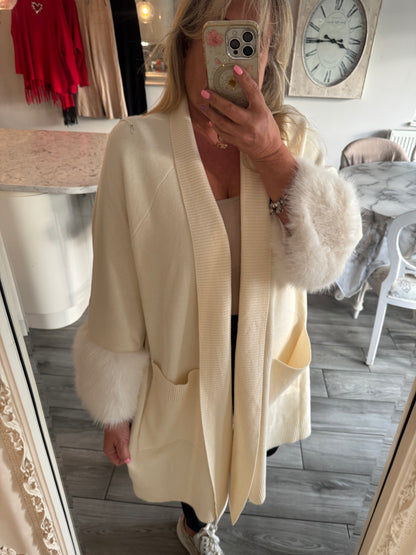 Molly cardigan with faux fur cuffs