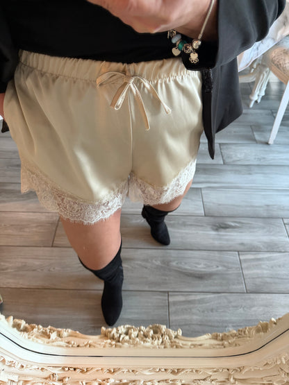 Faye satin lace shorts