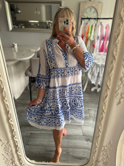 Negroni china blue stitch dress