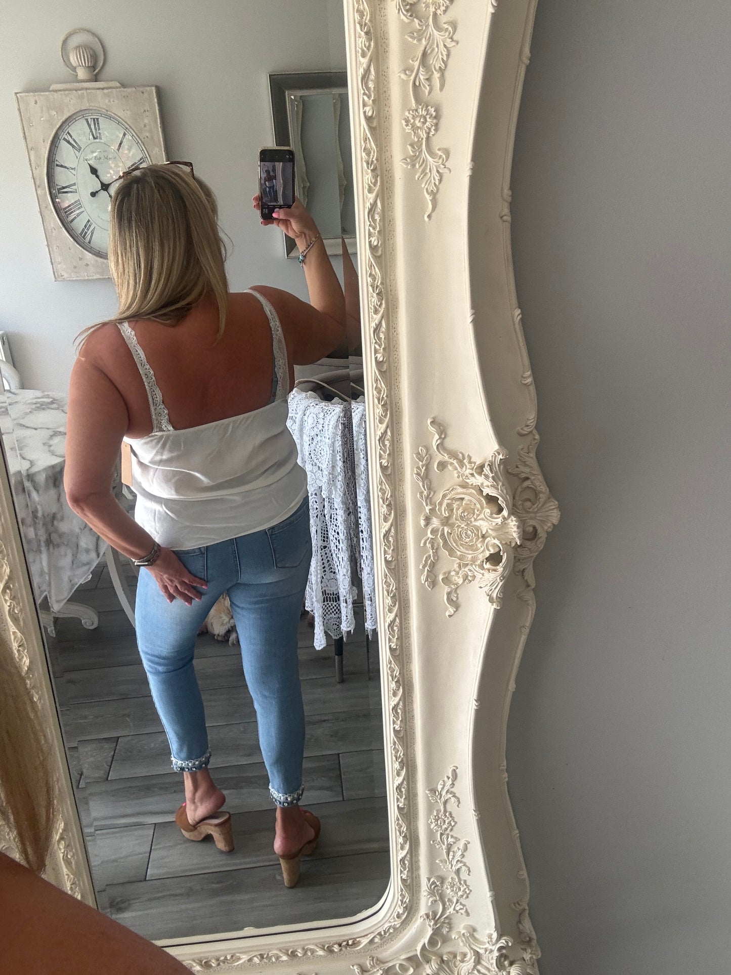 Hallie Satin Lace Trim Vest