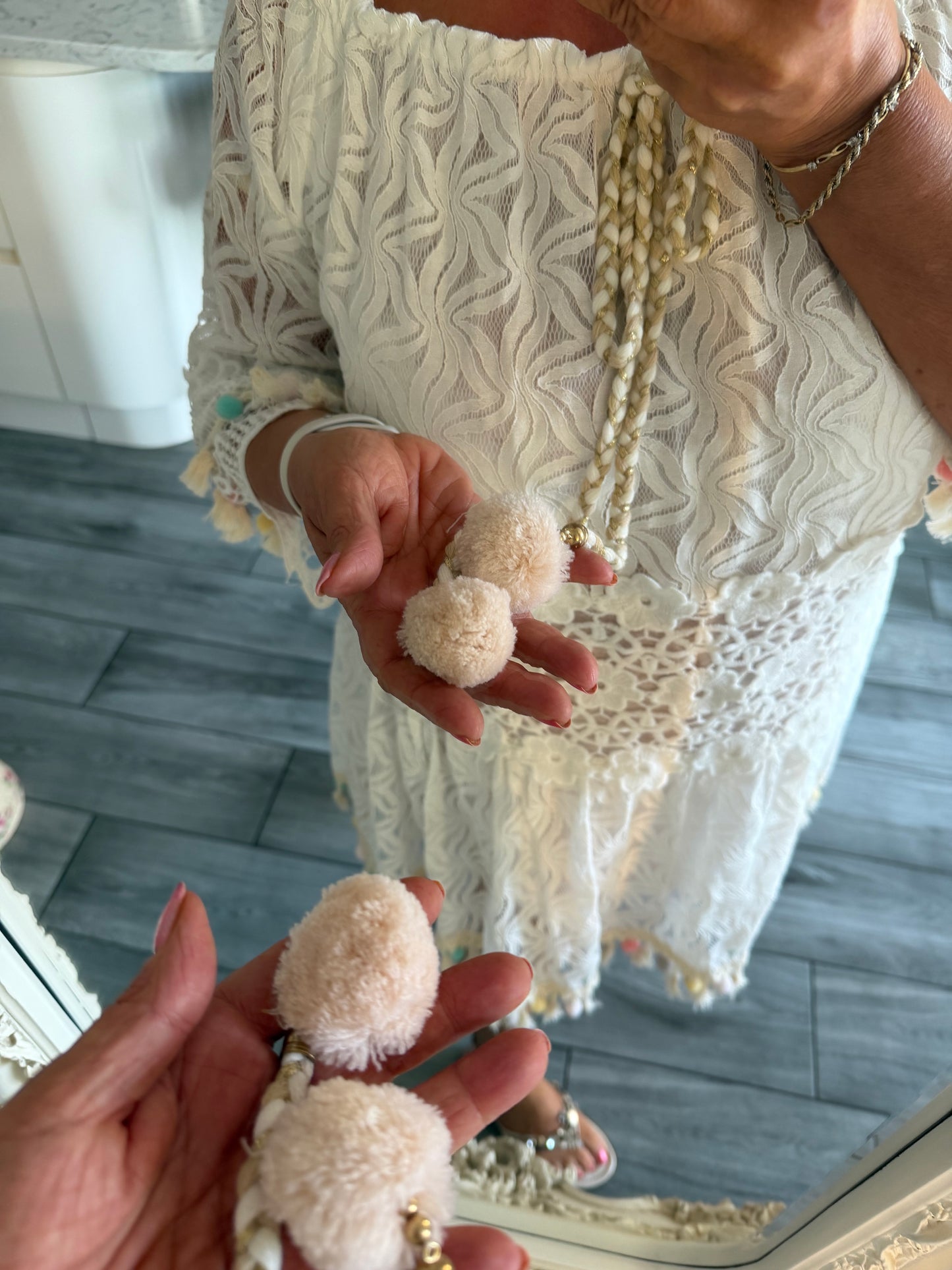 Rio double layered lace Pom Pom dress