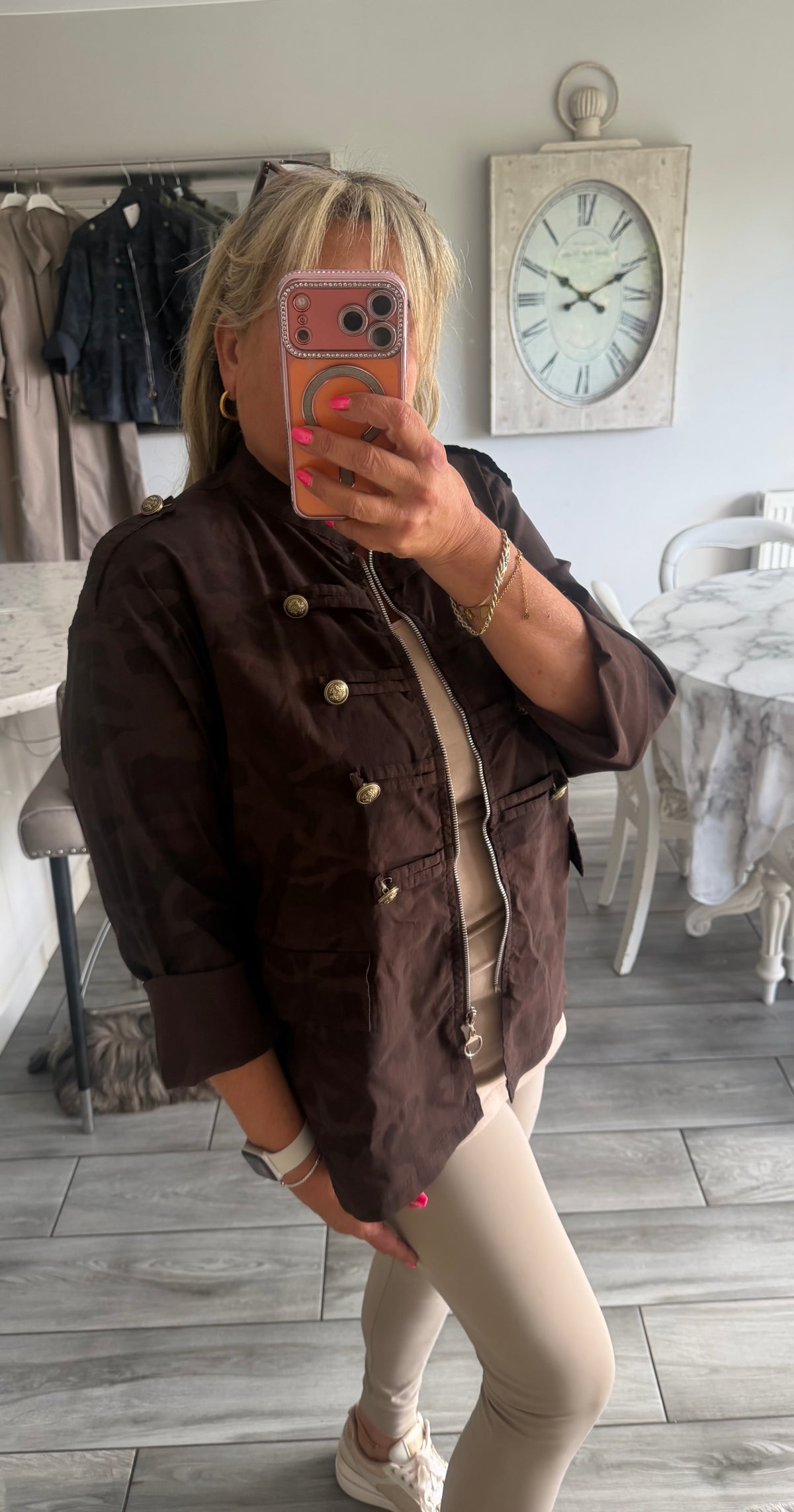 Maggie camo military style zip close lightweight jacket