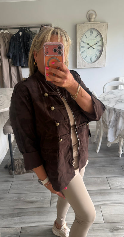 Maggie camo military style zip close lightweight jacket