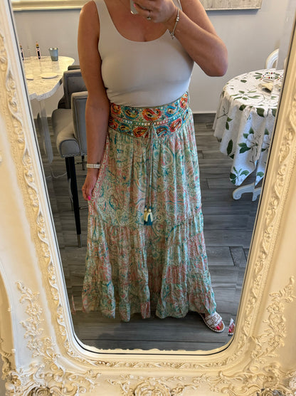 Belli Silk Boho Maxi Silk Skirt