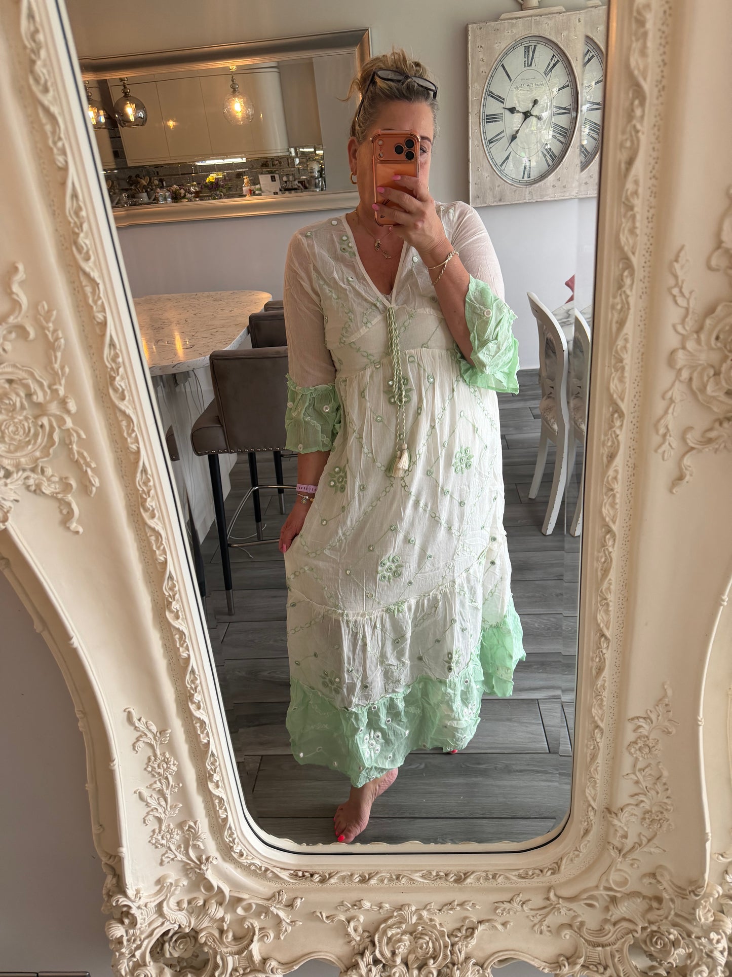 Louise maxi dress with skirt underlay fine material