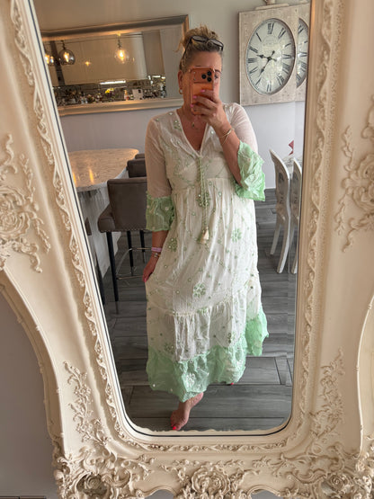 Louise maxi dress with skirt underlay fine material