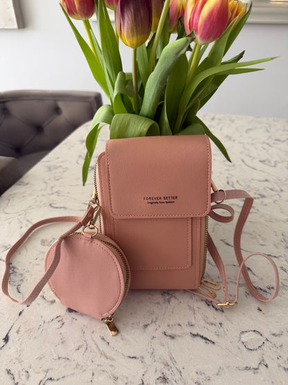 Suzie crossbody bag with coin purse and touchable screen for phone